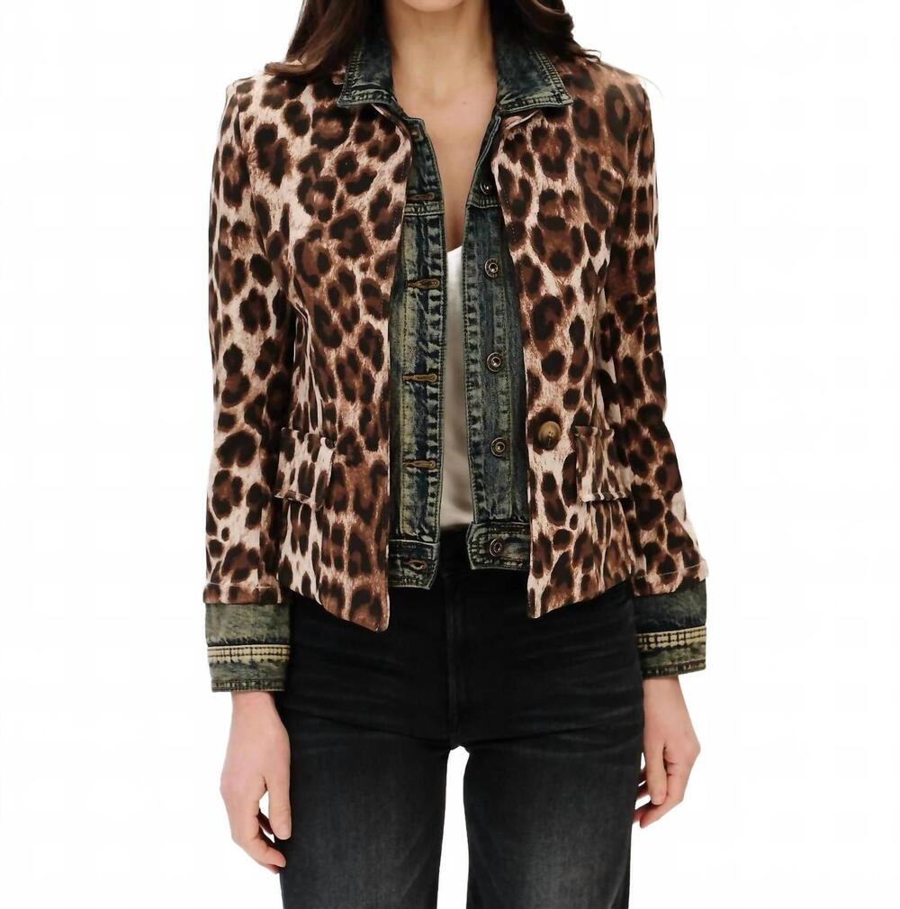NEW SIX/FIFTY leopard clarissa blazer in brown